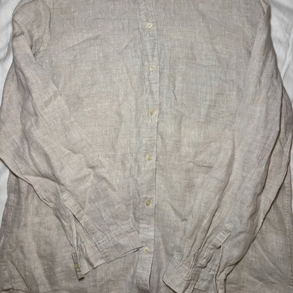 GAP Boyfriend Fit Shirt Women's Beige, Size M, Long Sleeve, Linen, Boho, - Picture 3 of 8